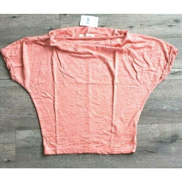 FREE PEOPLE WE THE FREE RED LOTUS ASTRID BURN OUT TEE SHIRT SIZE XTRA SMALL - Picture 3 of 10